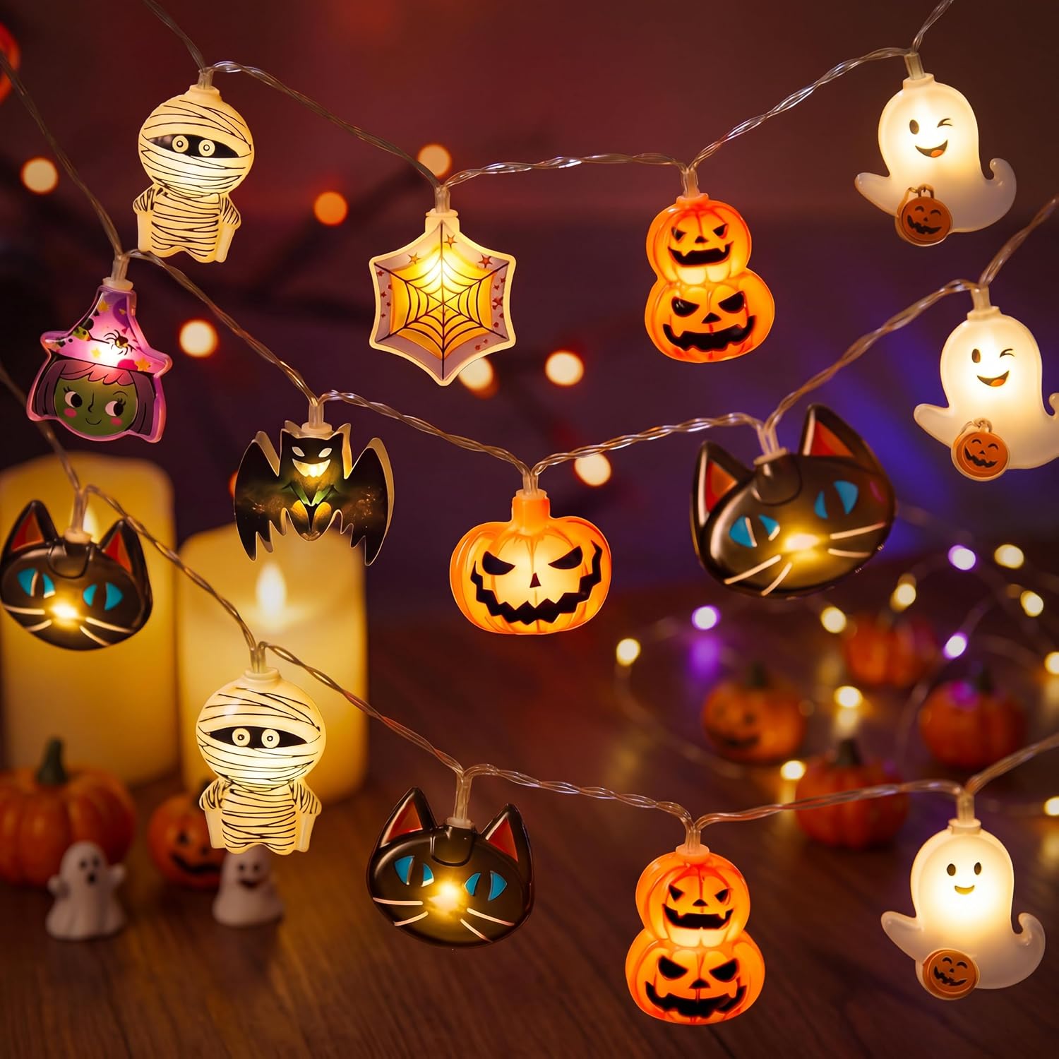 JOYIN Halloween Ghost & Pumpkin String Lights (30 LED, 19.7 ft)