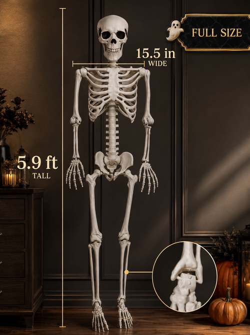 CAMIRUS 5.9FT Life-Size Halloween Skeleton